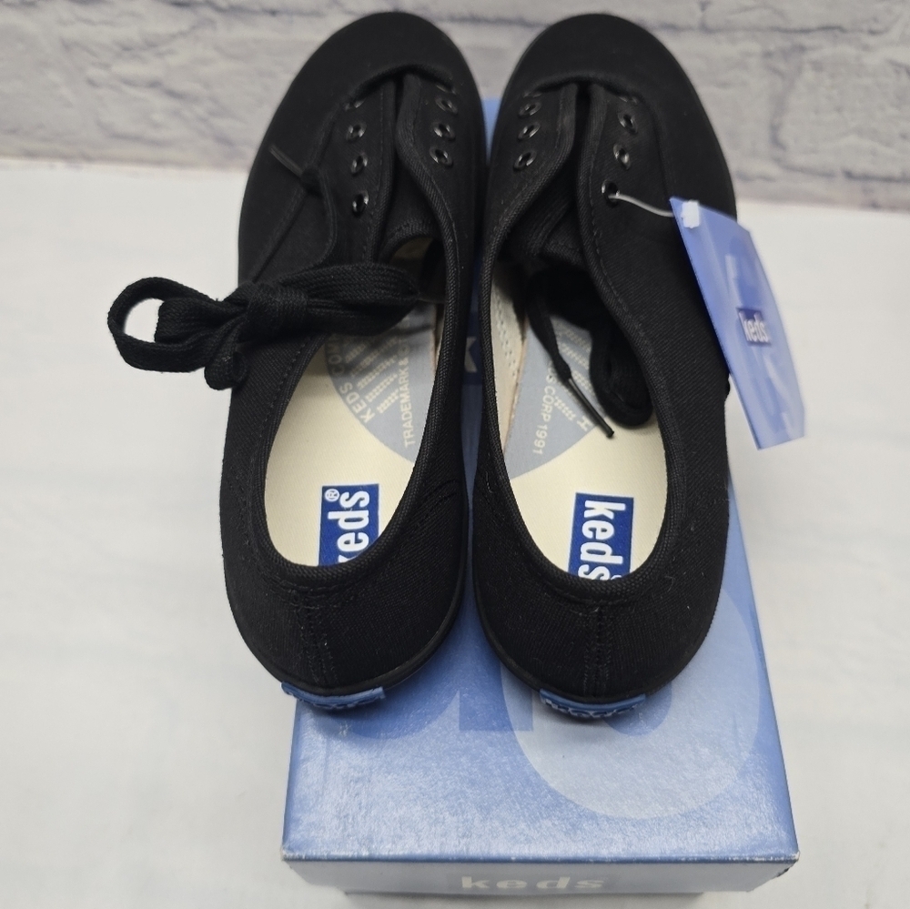 Keds Fundamentals Sneakers Black Canvas Flats Womens 9.5 Comfort Arch WK-2774M - Picture 3 of 9